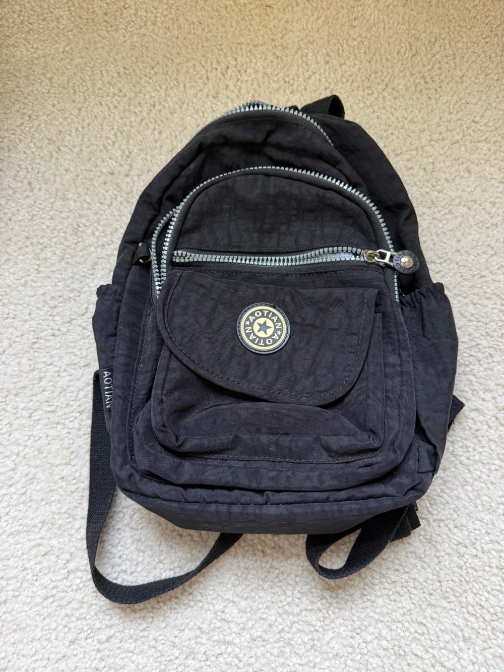Black Everyday Mini Backpack with Front Pocket